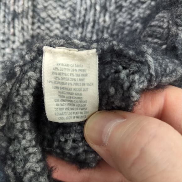 Aerie Chunky Knit Wool Blend Gray Sweater Poncho Women's XS-S Buttons Pockets - Picture 7 of 10